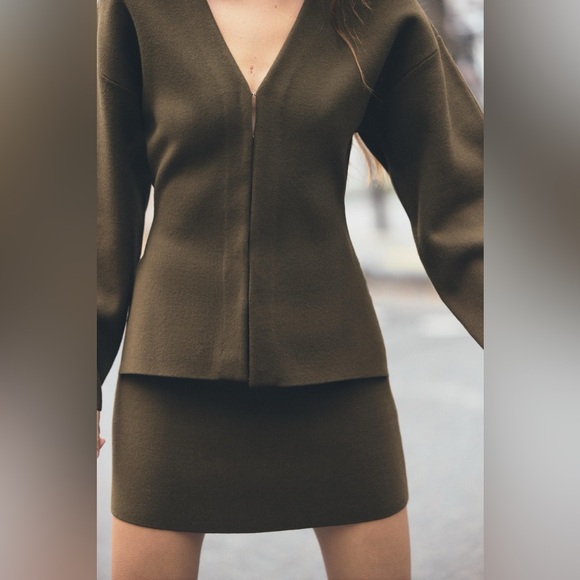 ZARA Khaite Vibes 2-Piece Balloon Sleeve Cardigan Sweater & Skirt Outfit Set - Picture 3 of 16